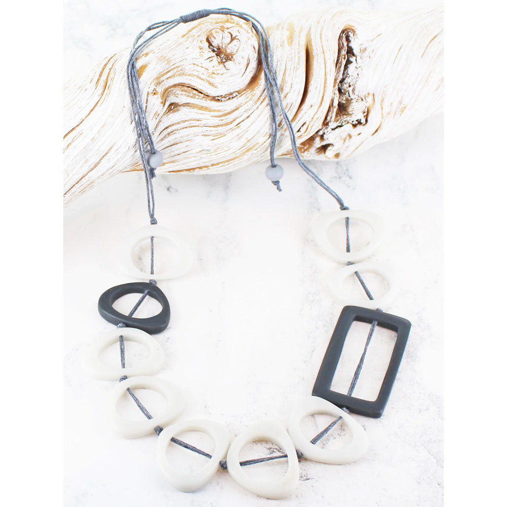 Suzie Blue Black and White Circle Necklace