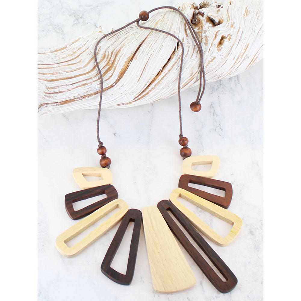 Suzie Blue Wooden Necklace in Wood