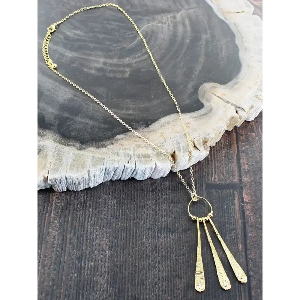 Beaten Teardrop Necklace - Gold Plated
