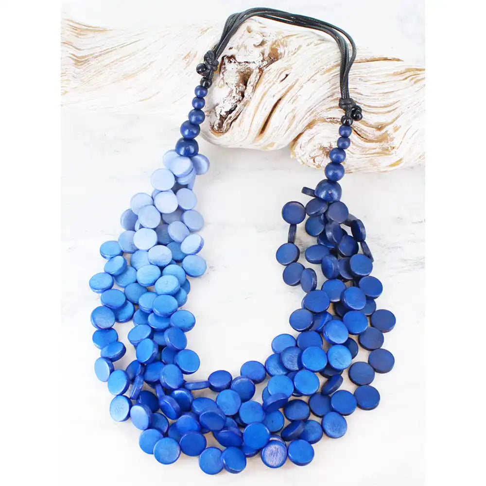 Multi-Strand Disc Necklace - Blue