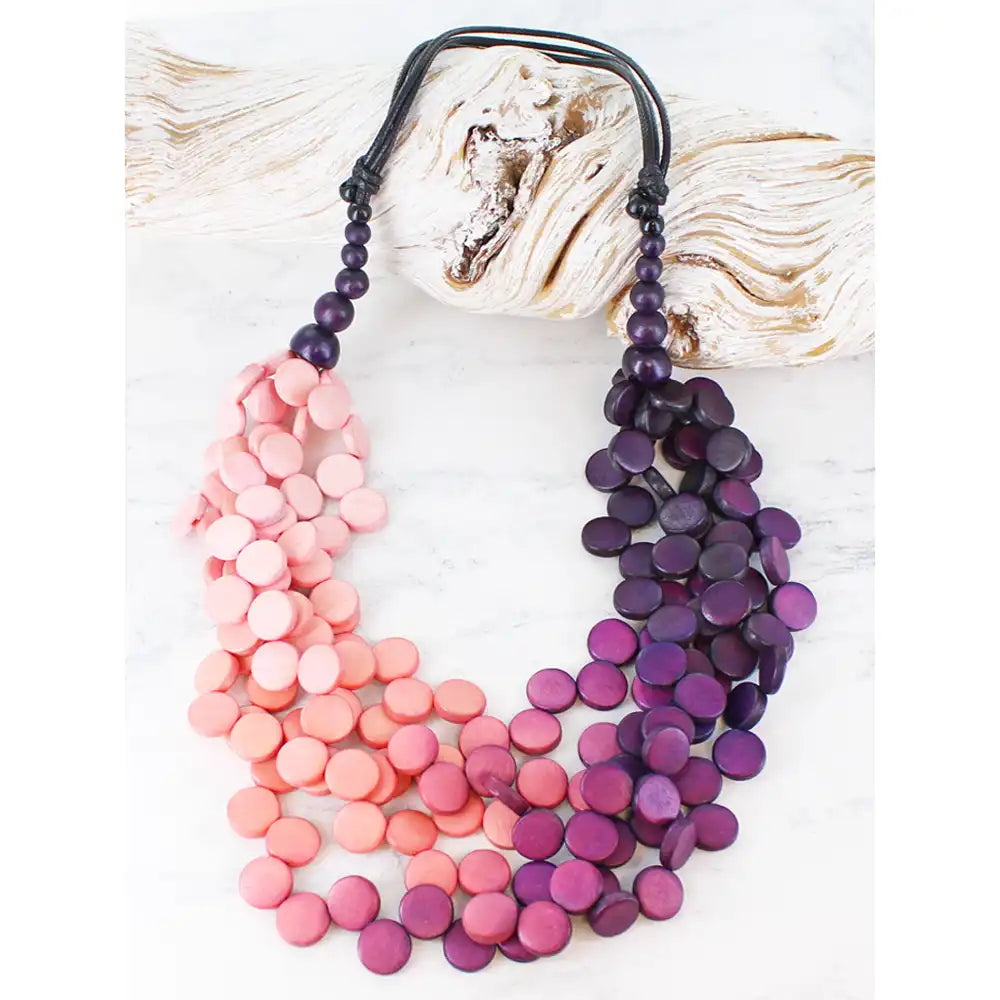 Multi-Strand Disc Necklace - Purple