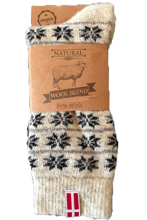 Wool Wear Ecru & Navy Snowflake Socks