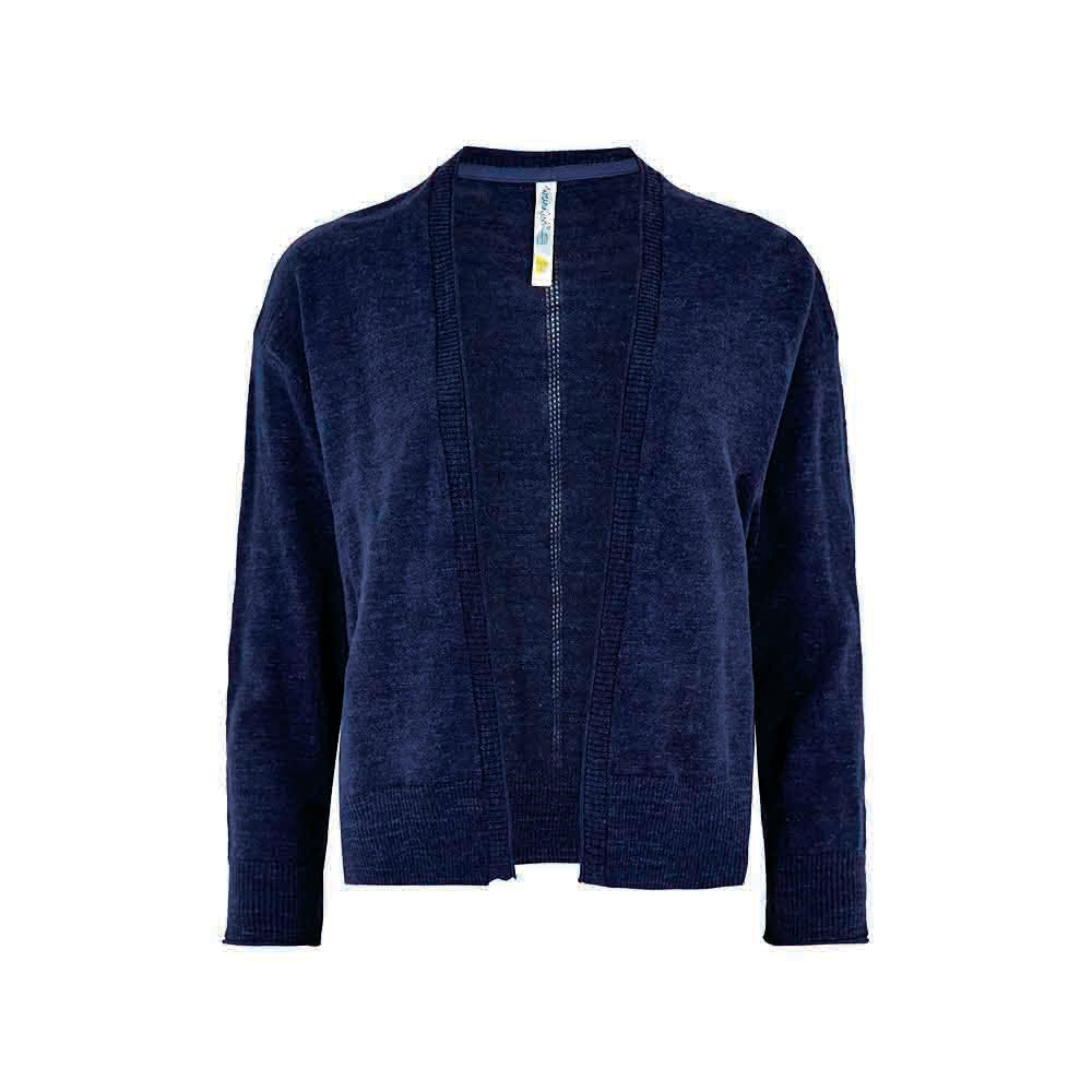 Cropped Long Sleeve Cardigan - Navy