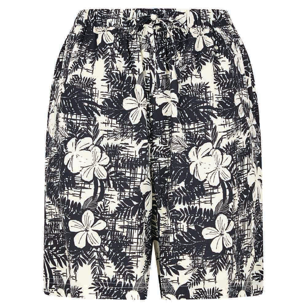 Navy & White Print Botanical Shorts