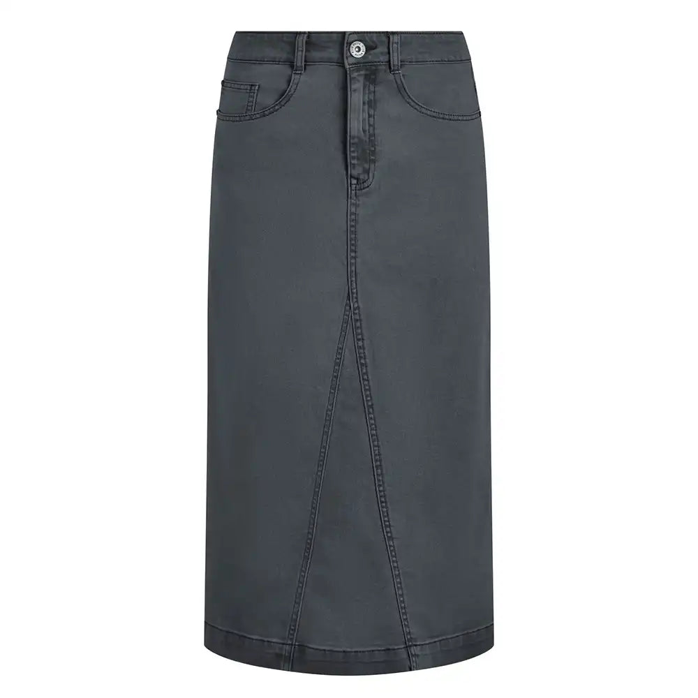 Gray denim skirt on a white background