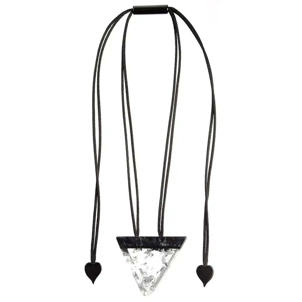 Resin Anthracite & Silver Triangular Necklace