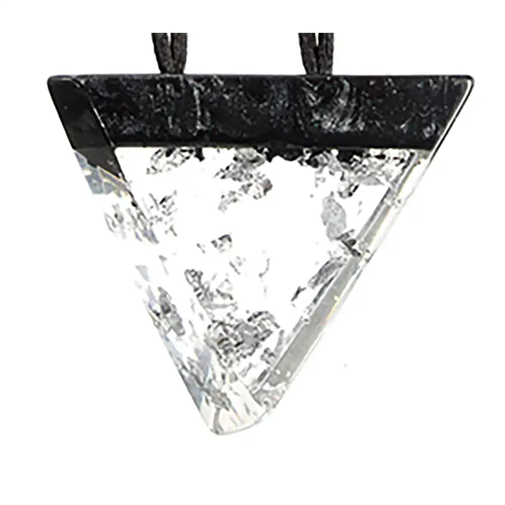 Resin Anthracite & Silver Triangular Necklace