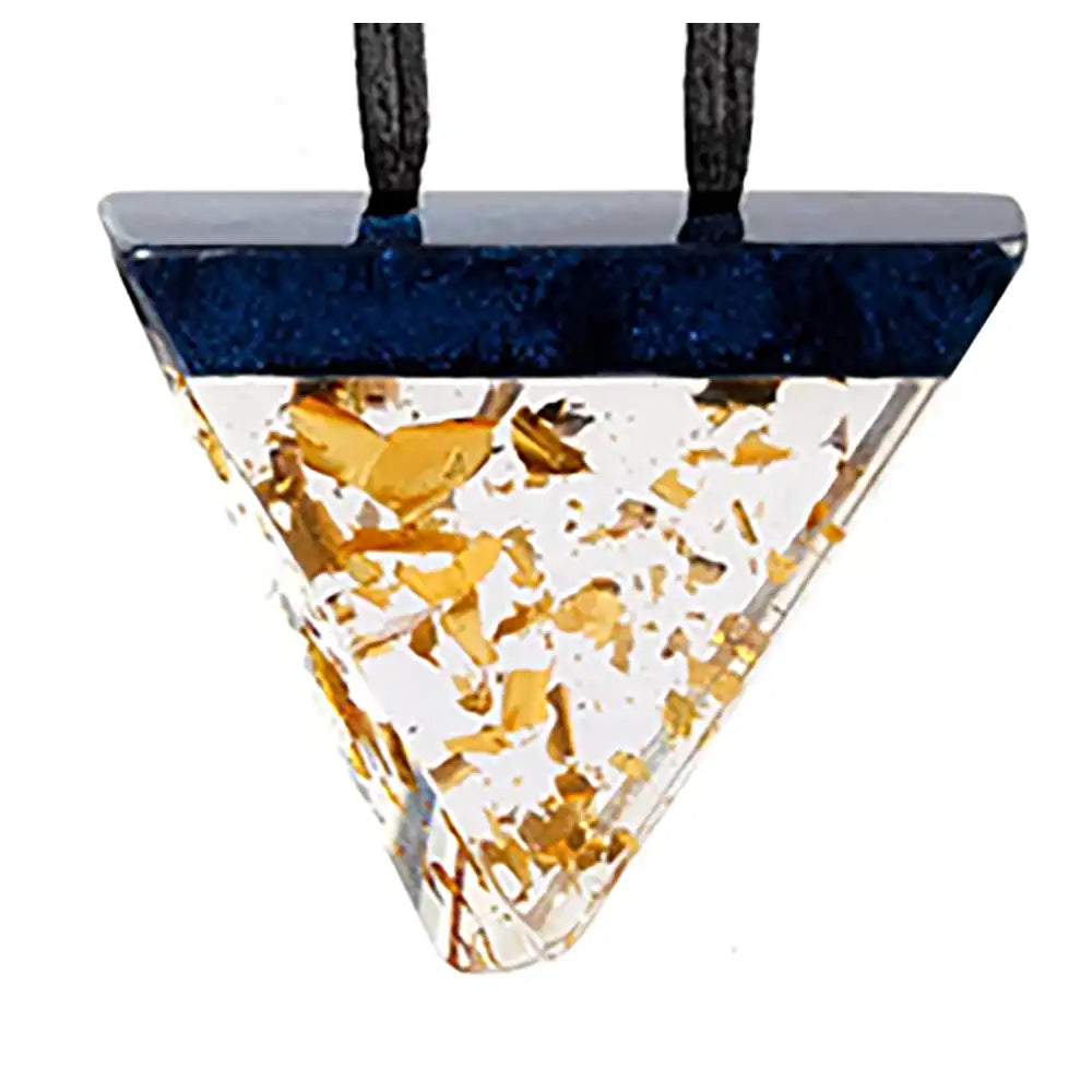 Resin Winter Blue & Gold Triangular Necklace