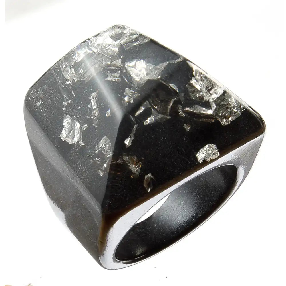 Resin Anthracite Geometric Ring