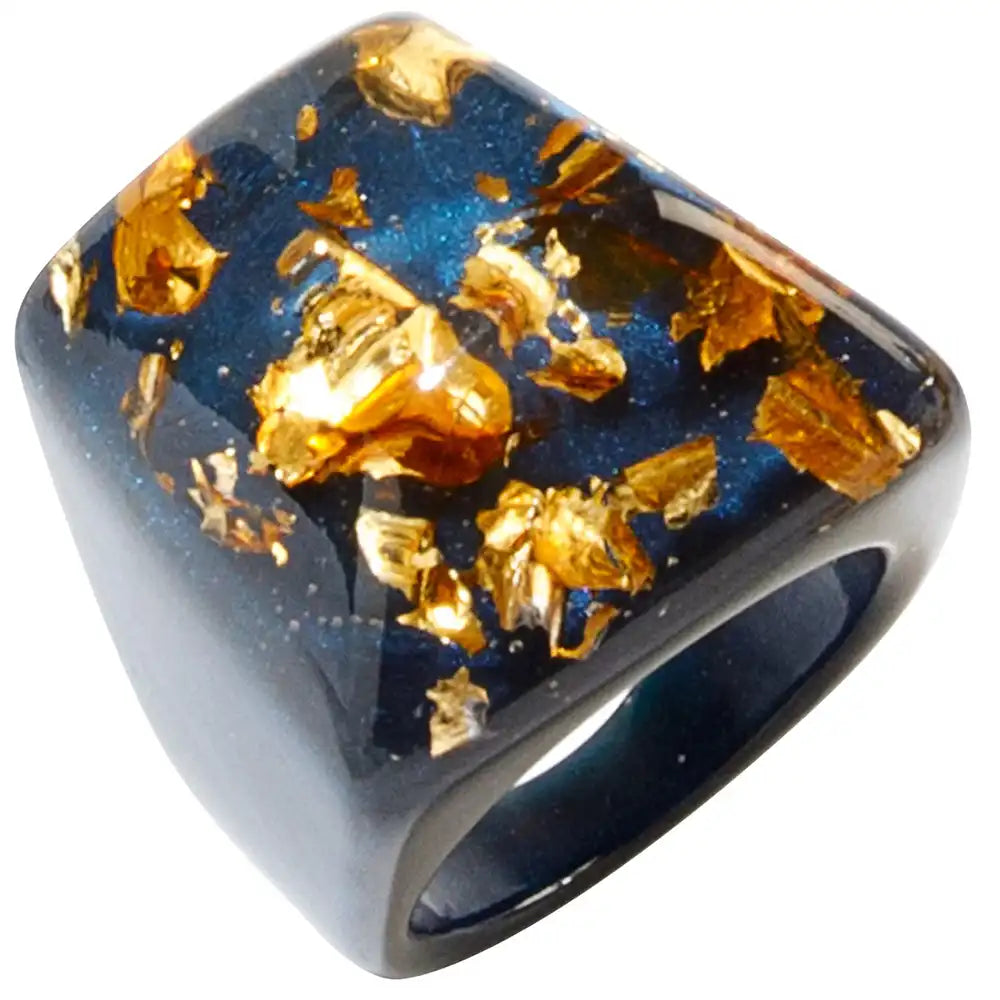 Resin Winter Blue Geometric Ring