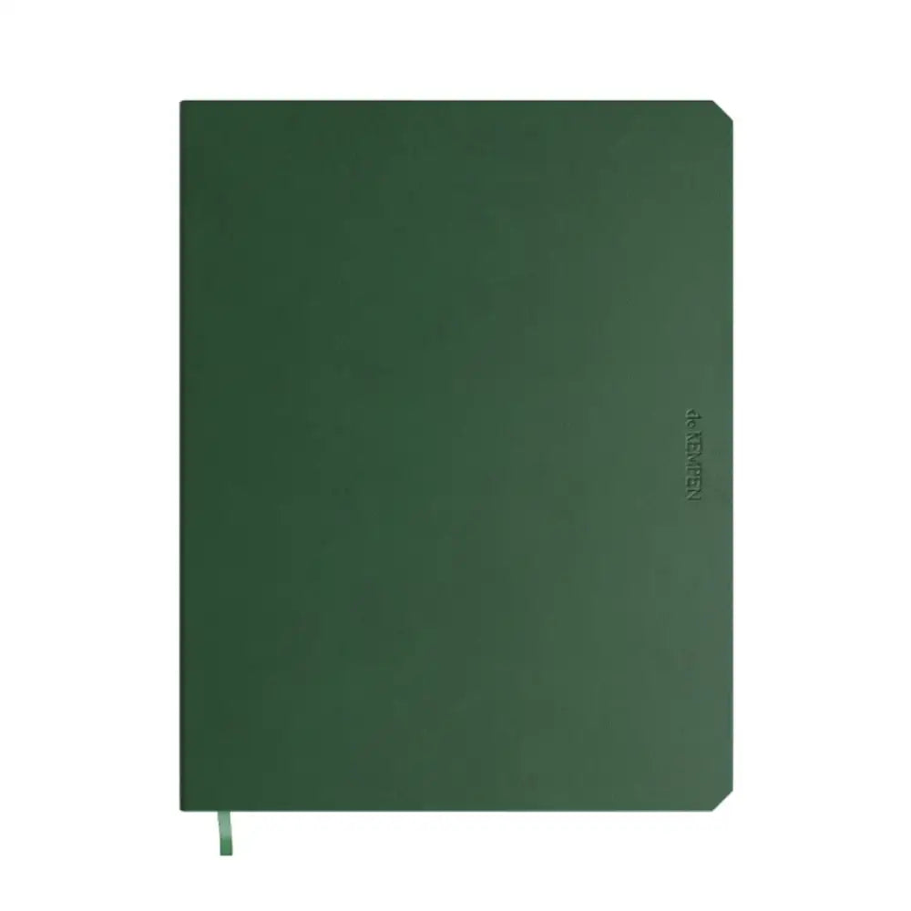 Green notebook on a white background