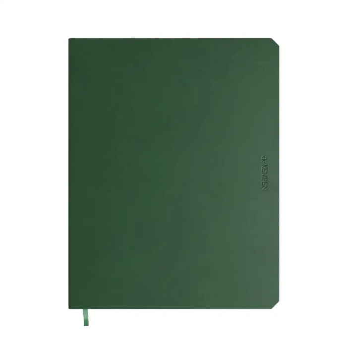 Green notebook on a white background
