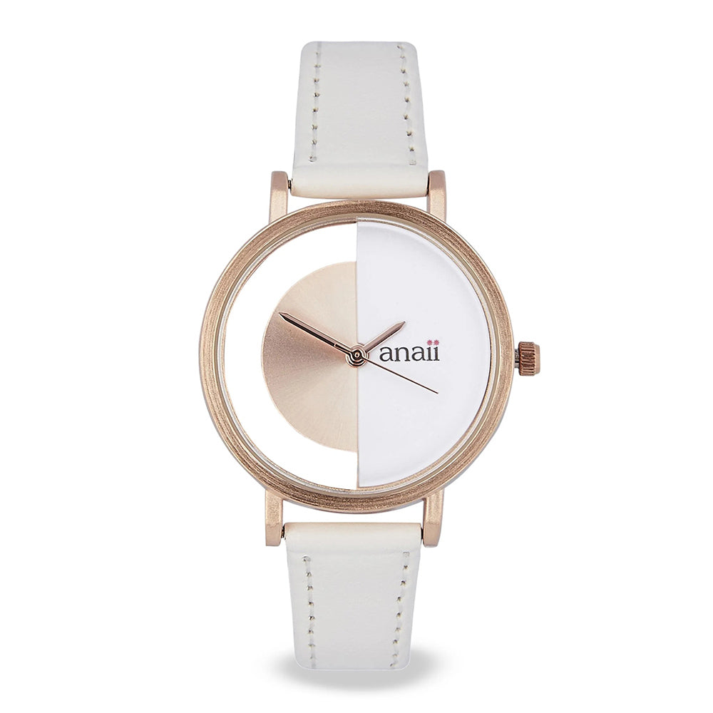 Anaii Eclipse Watch in White & Rose Gold