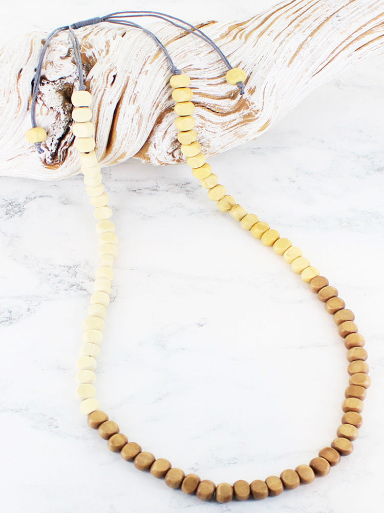 Suzie Blue Wooden Cord Necklace