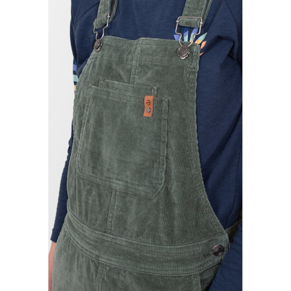 Wide Needlecord Dungarees - Khaki