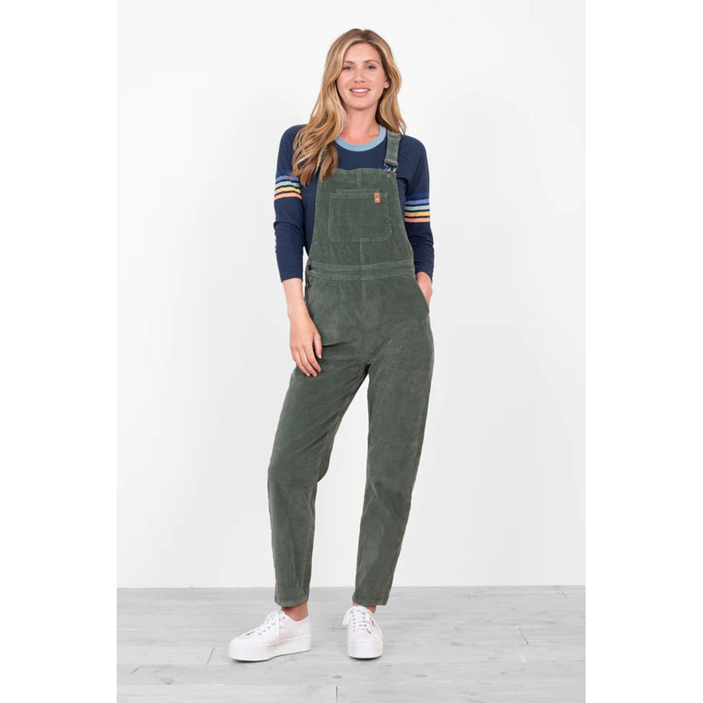 Wide Needlecord Dungarees - Khaki