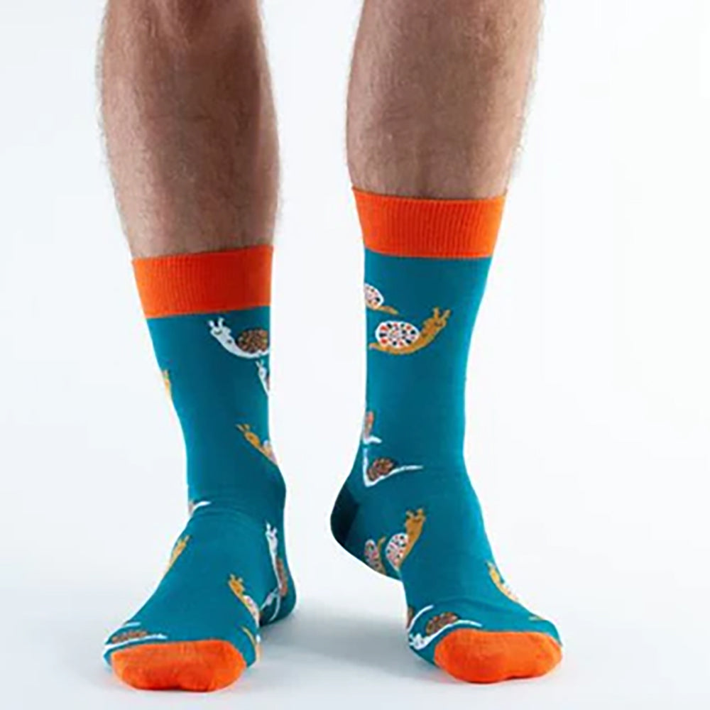 Doris & Dude Teal Snails Socks Large