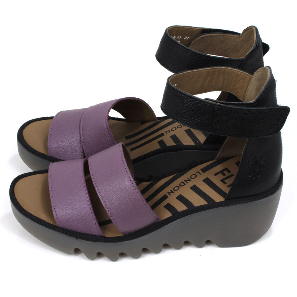 Fly London Bono Sandals in Violet and Black