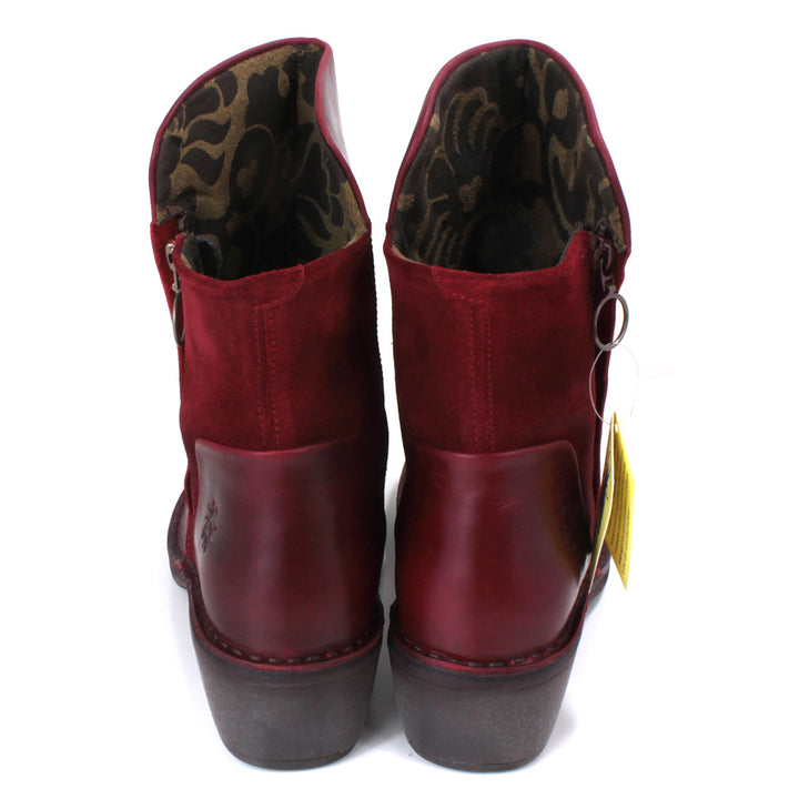 Fly London Mely Oil Suede Red Heeled Boots