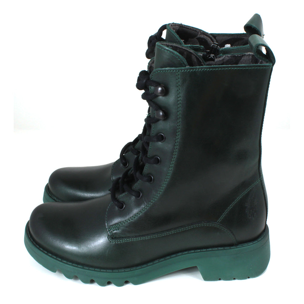 Fly London Reid Lace Up Boots in Petrol