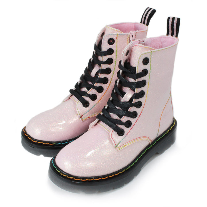 Heavenly Feet Justina Rainbow Pink Glitter Boots