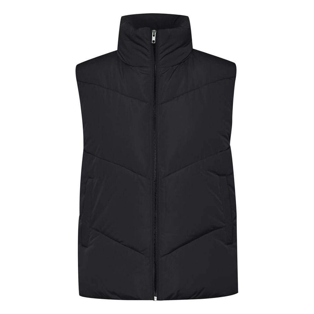 Ichi Waist Length Black Padded Gilet