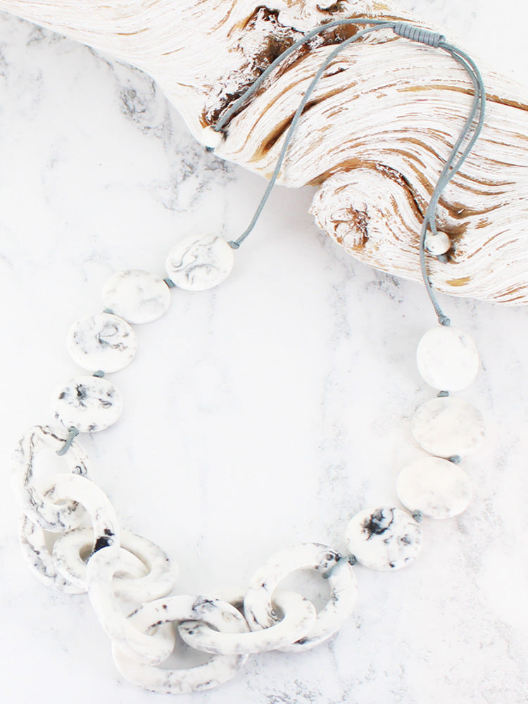 Suzie Blue Resin Chain and Disc Smoky Necklace