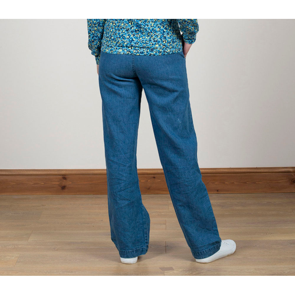 Straight Leg Denim Blue Trousers