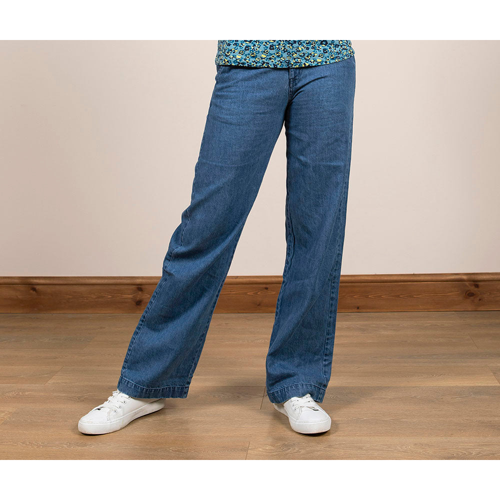 Straight Leg Denim Blue Trousers