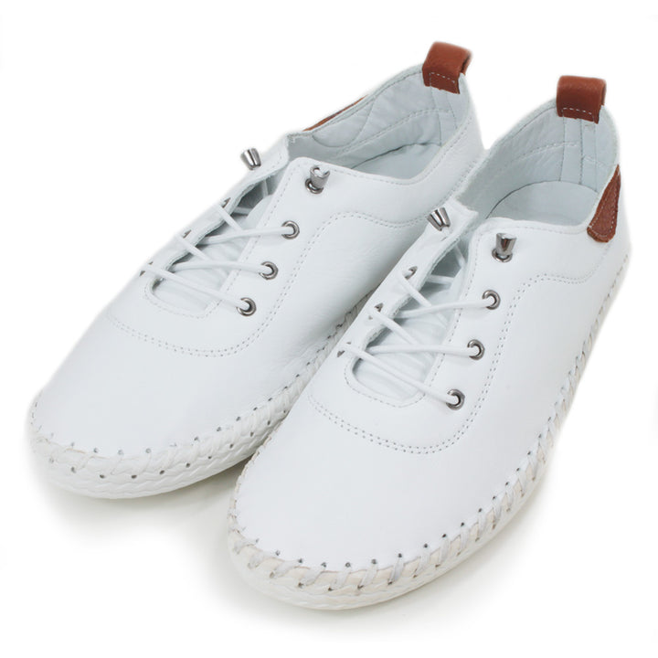 Lunar St. Ives Leather Plimsoll in White