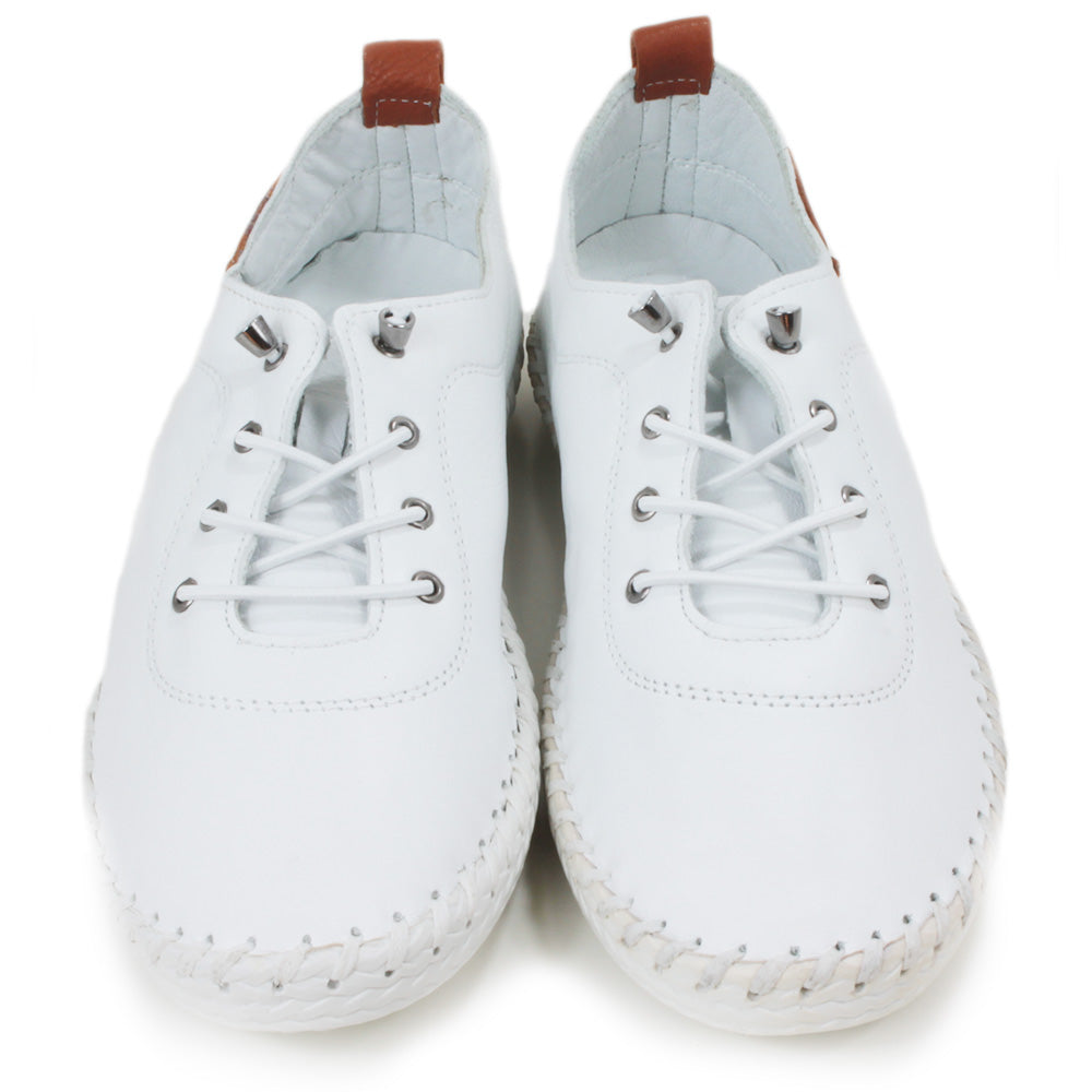 Lunar St. Ives Leather Plimsoll in White