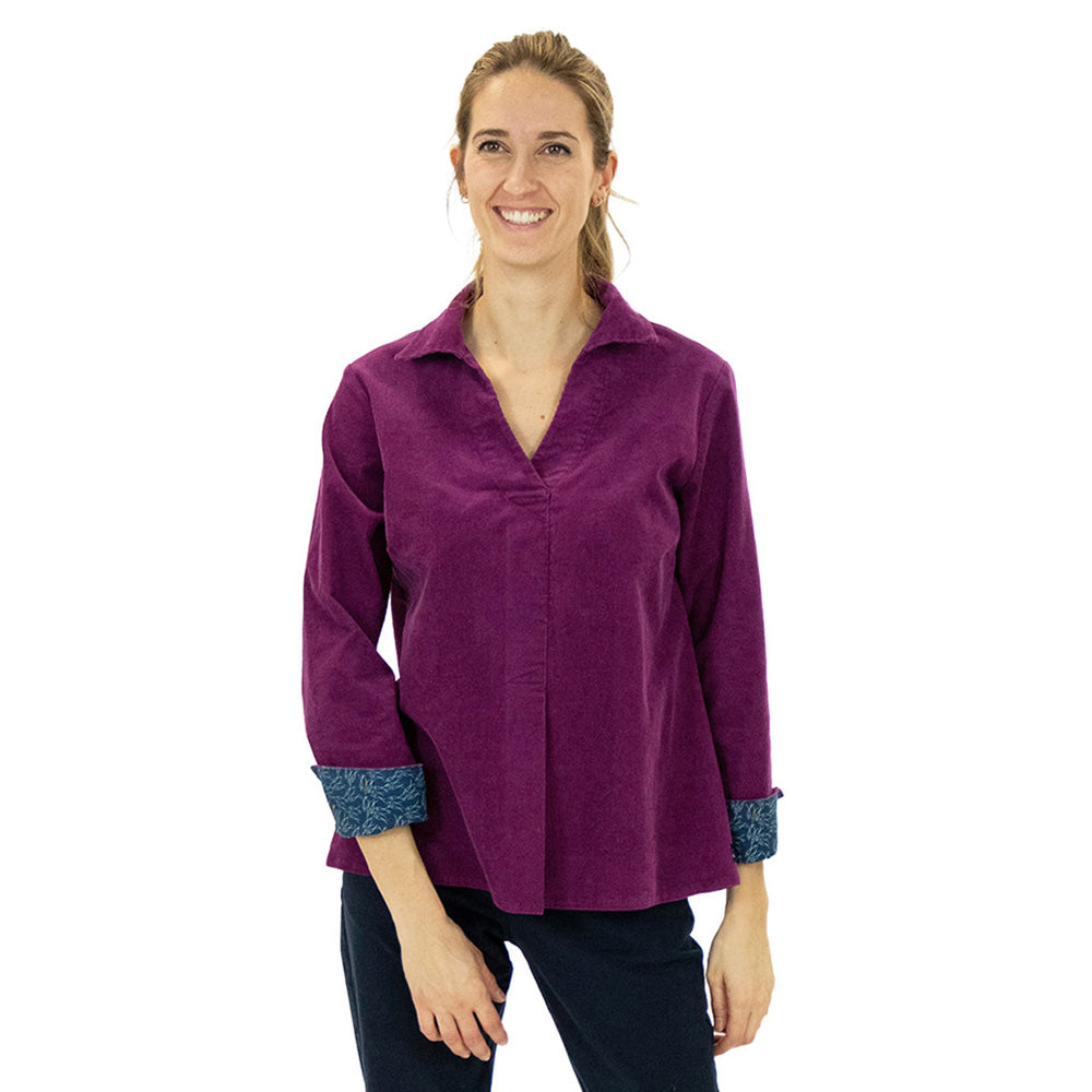 Needle Cord Blouse - Purple Prune