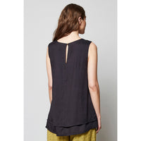 Nomads black layered vest. Black view.