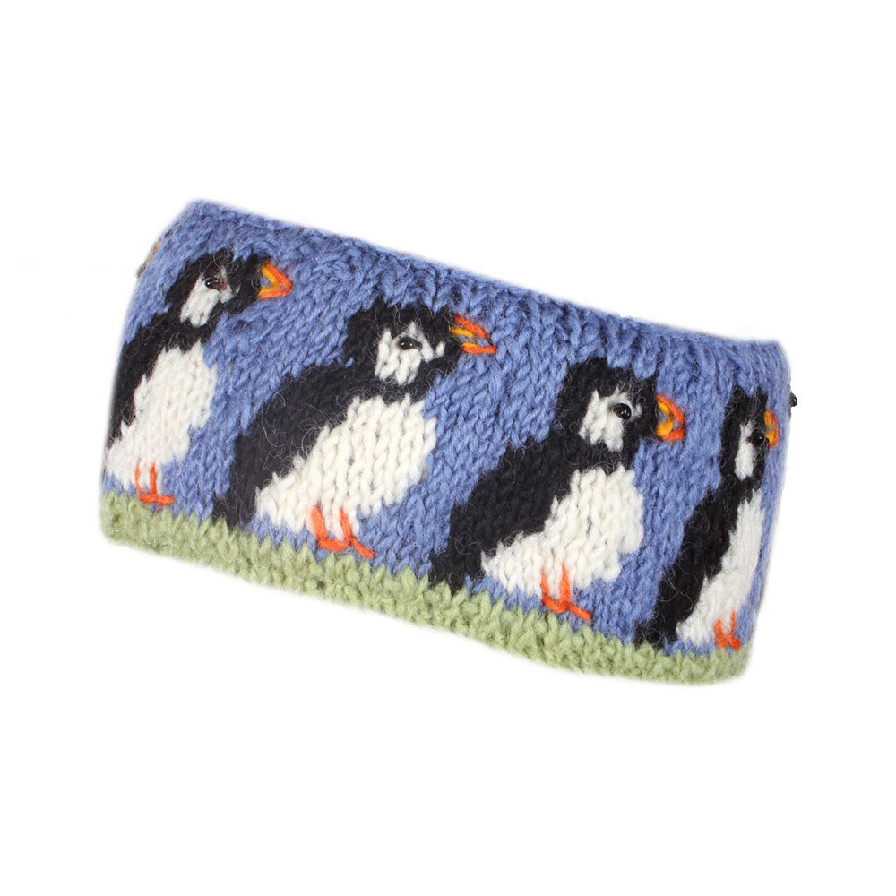 Circus of Puffins Headband - Blue