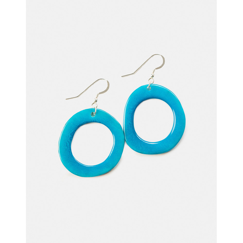 Vegetable Ivory Loop Earring - Blue