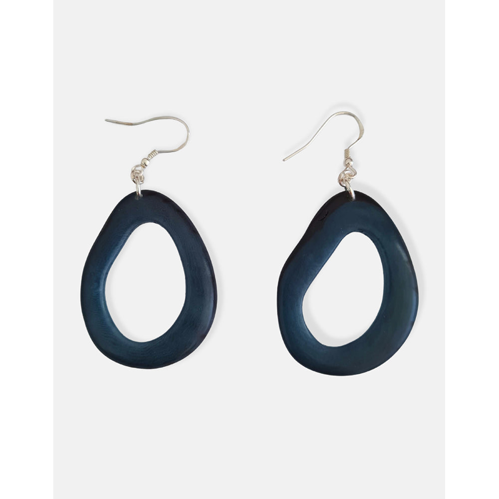 Vegetable Ivory Loop Earring - Denim