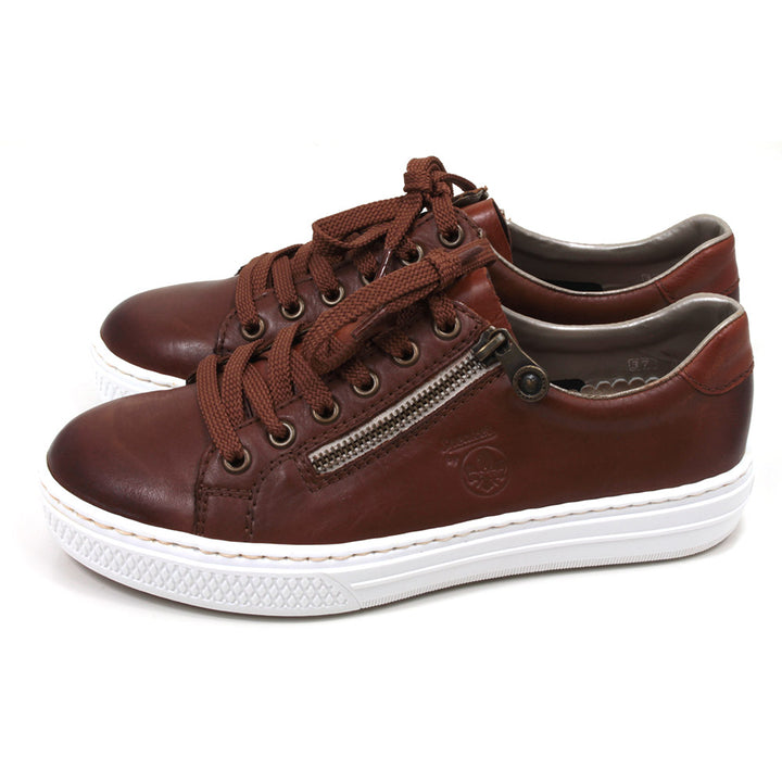 Rieker Leather Trainers in Brown