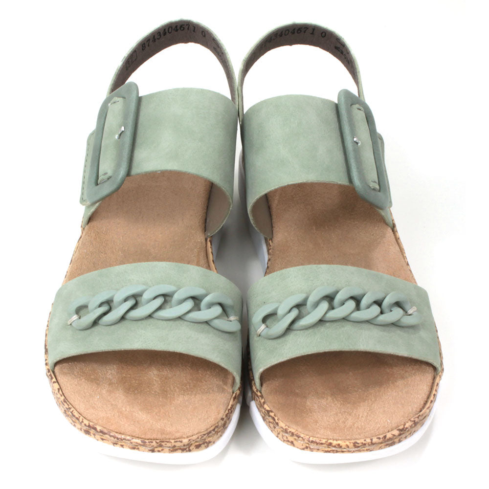 Rieker Buckle Sandals in Pistachio Green