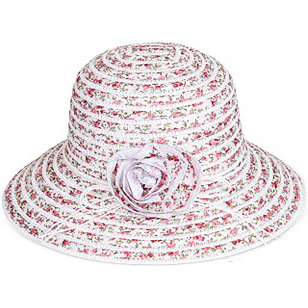 SSP White Straw Pink Floral Sun Hat