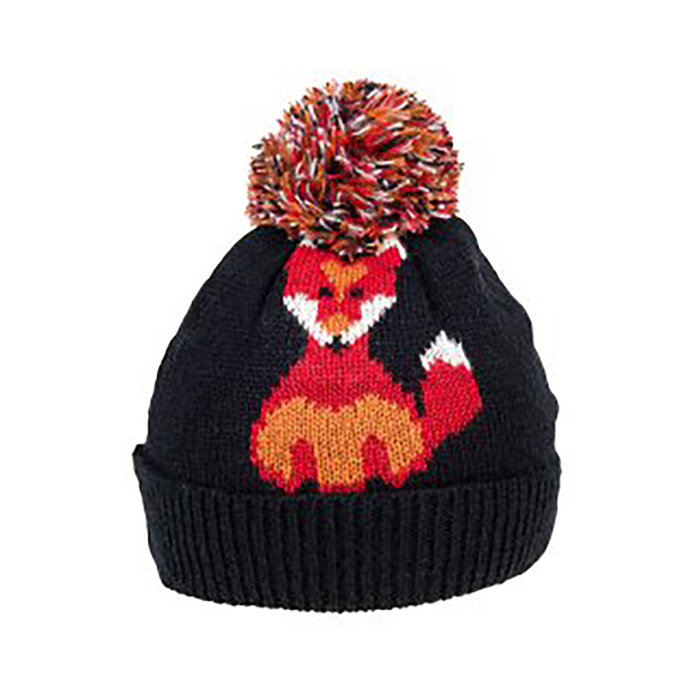 SSP Black Knit Fox Bobble Hat