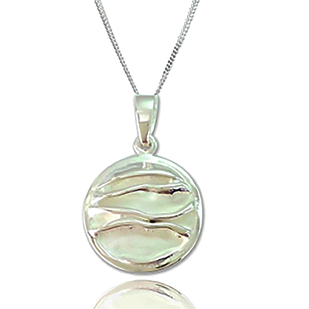 Sterling Silver Ruched Circle Pendant and Chain