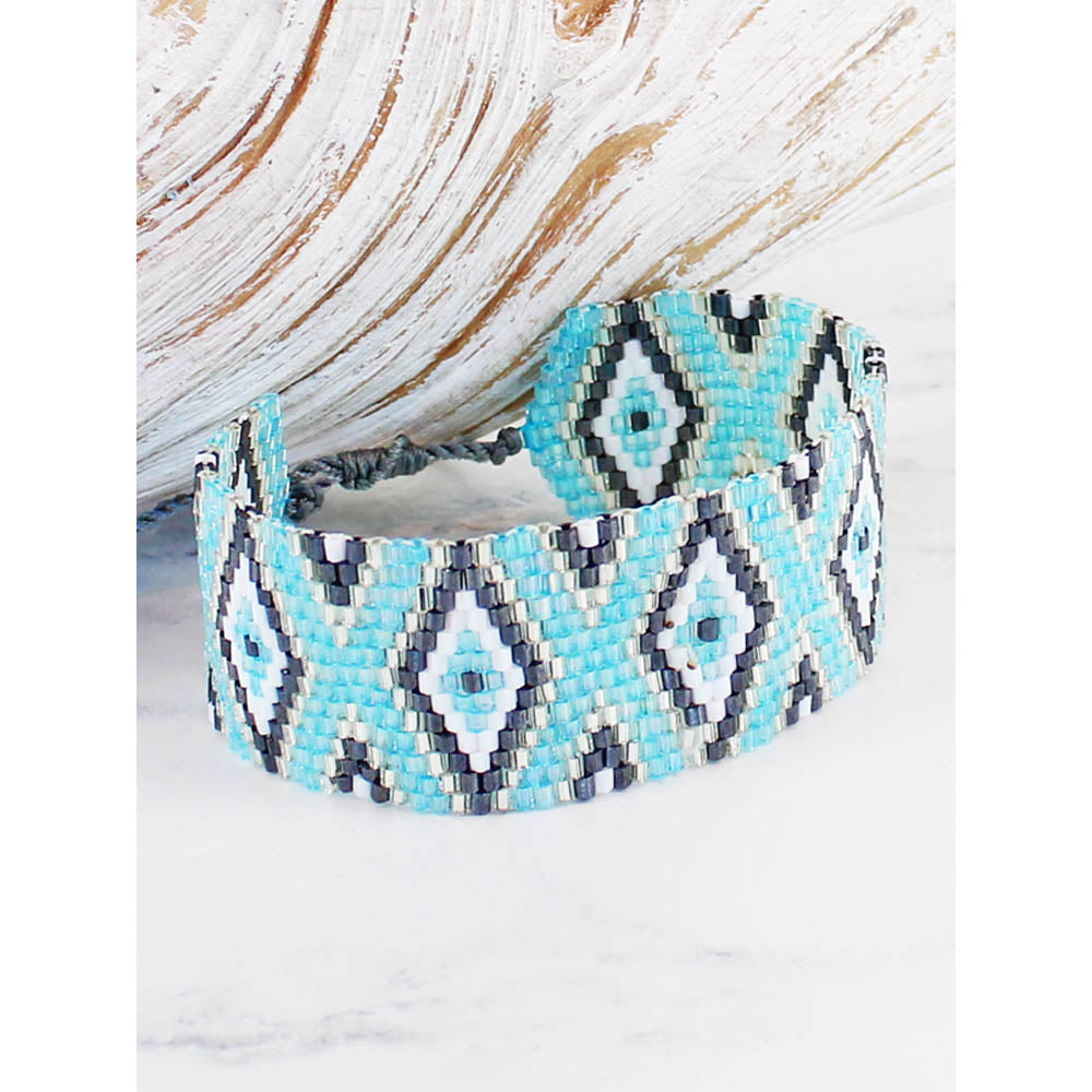 Suzie Blue Aztec Blue Beaded Bracelet