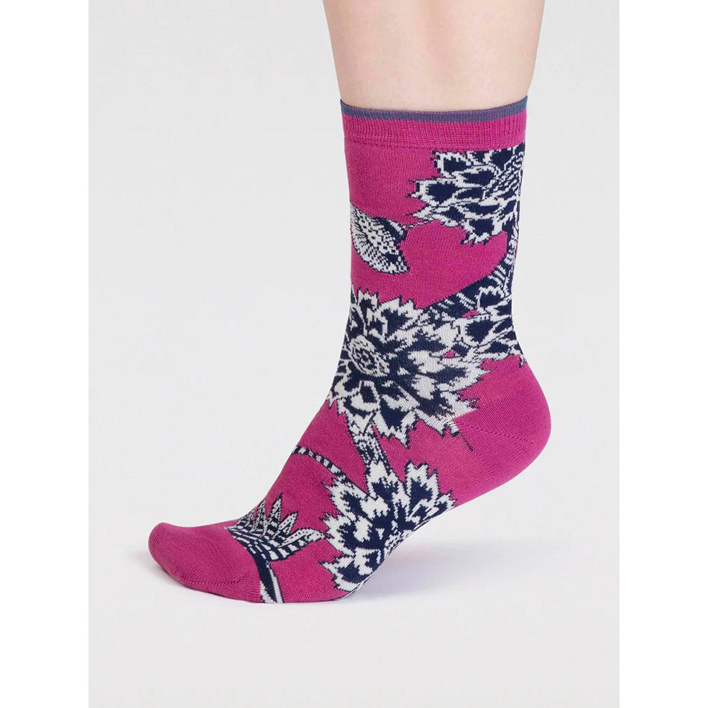 Thought Freja Raspberry Pink Floral Socks
